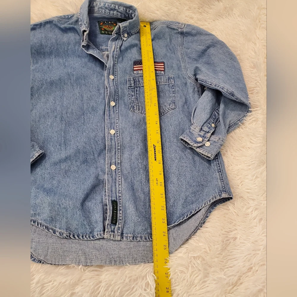 Vintage Camp David America Button Down Denim Shirt L - Picture 7 of 8